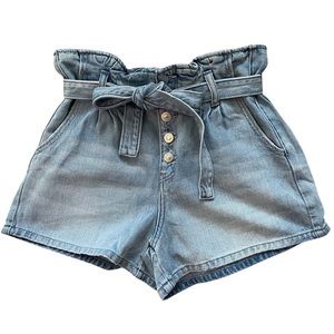 American Eagle Women’s Size 6 shorts denim bag waist with denim tie